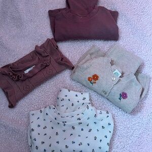 Baby Girl Knit & Waffle Outfit Bundle (4pcs) 0-3M / 3M / 3-6M Mixed Sizes